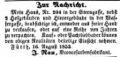 Zeitungsanzeige des Broncefarbenfabrikanten <!--LINK'" 0:46-->, August 1853 <span class="smw-highlighter" data-type="8" data-state="inline" data-title="Hinweis" title="Lizenz: NoC-NC 1.0"><span class="smwtticon note"></span><span class="smwttcontent">Lizenz: NoC-NC 1.0</span></span>