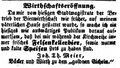 Zeitungsannonce des Wirts zu den "goldnen Eicheln", Oktober 1851 <span class="smw-highlighter" data-type="8" data-state="inline" data-title="Hinweis" title="Lizenz: NoC-NC 1.0"><span class="smwtticon note"></span><span class="smwttcontent">Lizenz: NoC-NC 1.0</span></span>