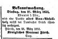 Bekanntmachung Sax zu Bauabfallholz, Fürther Tagblatt 27. März 1855 <span class="smw-highlighter" data-type="8" data-state="inline" data-title="Hinweis" title="Urheber: Fürther TagblattLizenz: CC BY-SA 3.0"><span class="smwtticon note"></span><span class="smwttcontent">Urheber: <!--LINK'" 0:19--><br><br>Lizenz: CC BY-SA 3.0</span></span>