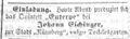 Zeitungsanzeige für die Wirtschaft "Zur Stadt Nürnberg" bzw. "Dockelesgarten", Januar 1855 <span class="smw-highlighter" data-type="8" data-state="inline" data-title="Hinweis" title="Lizenz: NoC-NC 1.0"><span class="smwtticon note"></span><span class="smwttcontent">Lizenz: NoC-NC 1.0</span></span>