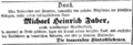 Danksagung der Hinterbliebenen von M. H. Faber, Anzeige vom 13. Februar 1855 <span class="smw-highlighter" data-type="8" data-state="inline" data-title="Hinweis" title="Lizenz: NoC-NC 1.0"><span class="smwtticon note"></span><span class="smwttcontent">Lizenz: NoC-NC 1.0</span></span>