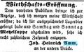 Wirtschaftseröffnung von Joh. Heinrich Amm, September 1857 <span class="smw-highlighter" data-type="8" data-state="inline" data-title="Hinweis" title="Lizenz: NoC-NC 1.0"><span class="smwtticon note"></span><span class="smwttcontent">Lizenz: NoC-NC 1.0</span></span>