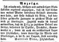 Zeitungsannonce des Filzfabrikanten <!--LINK'" 0:26-->, Februar 1852 <span class="smw-highlighter" data-type="8" data-state="inline" data-title="Hinweis" title="Lizenz: NoC-NC 1.0"><span class="smwtticon note"></span><span class="smwttcontent">Lizenz: NoC-NC 1.0</span></span>