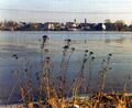 Hochwasser im <!--LINK'" 0:380-->, im Hintergrund das Panorama von <!--LINK'" 0:381-->, 1982 <span class="smw-highlighter" data-type="8" data-state="inline" data-title="Hinweis" title="Urheber: Georg MehlLizenz: CC BY-SA 3.0"><span class="smwtticon note"></span><span class="smwttcontent">Urheber: <!--LINK'" 0:382--><br><br>Lizenz: CC BY-SA 3.0</span></span>