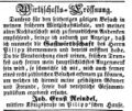 Joh. Ernst Reindel übernimmt die Pilipp´sche Wirtschaft, August 1853 <span class="smw-highlighter" data-type="8" data-state="inline" data-title="Hinweis" title="Lizenz: NoC-NC 1.0"><span class="smwtticon note"></span><span class="smwttcontent">Lizenz: NoC-NC 1.0</span></span>