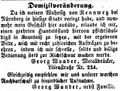 Zeitungsannonce des Metalldrückers G. Wunder in der damaligen Lilienstraße 224, August 1851 <span class="smw-highlighter" data-type="8" data-state="inline" data-title="Hinweis" title="Lizenz: NoC-NC 1.0"><span class="smwtticon note"></span><span class="smwttcontent">Lizenz: NoC-NC 1.0</span></span>
