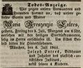 Traueranzeige von <!--LINK'" 0:12--> für seine verstorbene Frau, Maria Kreszensie Entres, Juli 1844 <span class="smw-highlighter" data-type="8" data-state="inline" data-title="Hinweis" title="Lizenz: NoC-NC 1.0"><span class="smwtticon note"></span><span class="smwttcontent">Lizenz: NoC-NC 1.0</span></span>