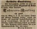 Zeitungsanzeige des Tuchwarenhändlers <!--LINK'" 0:61-->, April 1844 <span class="smw-highlighter" data-type="8" data-state="inline" data-title="Hinweis" title="Lizenz: NoC-NC 1.0"><span class="smwtticon note"></span><span class="smwttcontent">Lizenz: NoC-NC 1.0</span></span>
