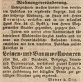 Zeitungsanzeige über die neue Adresse von <!--LINK'" 0:74-->, Juli 1848 <span class="smw-highlighter" data-type="8" data-state="inline" data-title="Hinweis" title="Lizenz: NoC-NC 1.0"><span class="smwtticon note"></span><span class="smwttcontent">Lizenz: NoC-NC 1.0</span></span>