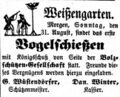 Vogelschießen im <a class="mw-selflink selflink">Weißengarten</a>, August 1856 <span class="smw-highlighter" data-type="8" data-state="inline" data-title="Hinweis" title="Lizenz: NoC-NC 1.0"><span class="smwtticon note"></span><span class="smwttcontent">Lizenz: NoC-NC 1.0</span></span>