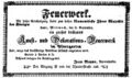 Werbeannonce für ein Feuerwerk im Pfarrgarten, September 1852 <span class="smw-highlighter" data-type="8" data-state="inline" data-title="Hinweis" title="Lizenz: NoC-NC 1.0"><span class="smwtticon note"></span><span class="smwttcontent">Lizenz: NoC-NC 1.0</span></span>