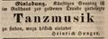 Zeitungsannonce von Heinrich Hunger, Wirt <!--LINK'" 0:21-->, Februar 1844 <span class="smw-highlighter" data-type="8" data-state="inline" data-title="Hinweis" title="Lizenz: NoC-NC 1.0"><span class="smwtticon note"></span><span class="smwttcontent">Lizenz: NoC-NC 1.0</span></span>