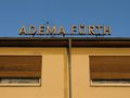 Schriftzug auf dem Dach der Fa. ADEMA von der Zugseite aus gesehen. Aufnahme 2009, im Februar 2020 ... <span class="smw-highlighter" data-type="8" data-state="inline" data-title="Hinweis" title="Schriftzug auf dem Dach der Fa. ADEMA von der Zugseite aus gesehen. Aufnahme 2009, im Februar 2020 wurde die Leuchtschrift demontiert und entsorgt.Urheber: Ralph StenzelLizenz: CC BY-SA 3.0"><span class="smwtticon note"></span><span class="smwttcontent">Schriftzug auf dem Dach der Fa. ADEMA von der Zugseite aus gesehen. Aufnahme 2009, im Februar 2020 wurde die Leuchtschrift demontiert und entsorgt.<br>Urheber: <!--LINK'" 0:8--><br><br>Lizenz: CC BY-SA 3.0</span></span>