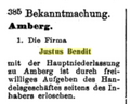 Geschäftsaufgabe Amberg, Bayerische Handelszeitung - 17. April 1897, S. 251 <span class="smw-highlighter" data-type="8" data-state="inline" data-title="Hinweis" title="Urheber: Bayerische HandelszeitungLizenz: CC BY-SA 3.0"><span class="smwtticon note"></span><span class="smwttcontent">Urheber: Bayerische Handelszeitung<br><br>Lizenz: CC BY-SA 3.0</span></span>