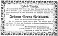 Todes-Anzeige für den Vacher Guts- und Bierbrauerei-Besitzer Johann Georg Neidhardt, November 1855 <span class="smw-highlighter" data-type="8" data-state="inline" data-title="Hinweis" title="Lizenz: NoC-NC 1.0"><span class="smwtticon note"></span><span class="smwttcontent">Lizenz: NoC-NC 1.0</span></span>