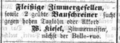 Anzeige von W. Kiesel, Juli 1873 <span class="smw-highlighter" data-type="8" data-state="inline" data-title="Hinweis" title="Lizenz: NoC-NC 1.0"><span class="smwtticon note"></span><span class="smwttcontent">Lizenz: NoC-NC 1.0</span></span>