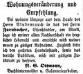 Wohnungsveränderung des Buchbindermeisters <a class="mw-selflink selflink">Nikolaus Gottfried Ottmann</a>, August 1855 <span class="smw-highlighter" data-type="8" data-state="inline" data-title="Hinweis" title="Lizenz: NoC-NC 1.0"><span class="smwtticon note"></span><span class="smwttcontent">Lizenz: NoC-NC 1.0</span></span>