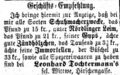 Zeitungsanzeige der Witwe Tochtermann, Februar 1863 <span class="smw-highlighter" data-type="8" data-state="inline" data-title="Hinweis" title="Lizenz: NoC-NC 1.0"><span class="smwtticon note"></span><span class="smwttcontent">Lizenz: NoC-NC 1.0</span></span>