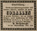 Zeitungsannonce des Juweliers <!--LINK'" 0:17-->, Oktober 1844 <span class="smw-highlighter" data-type="8" data-state="inline" data-title="Hinweis" title="Lizenz: Out of copyright - non commercial re-use"><span class="smwtticon note"></span><span class="smwttcontent">Lizenz: Out of copyright - non commercial re-use</span></span>