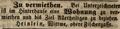 Zeitungsanzeige der Witwe von Georg Martin Heinlein in der oberen Fischergasse, Oktober 1847 <span class="smw-highlighter" data-type="8" data-state="inline" data-title="Hinweis" title="Lizenz: NoC-NC 1.0"><span class="smwtticon note"></span><span class="smwttcontent">Lizenz: NoC-NC 1.0</span></span>